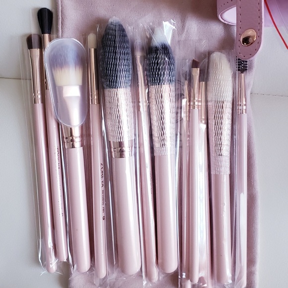 Zoreya Makeup Brush Set Pink Synthetic Makeup Brushes - Picture 2 of 4